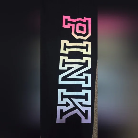 PINK Victoria's Secret Rainbow Spellout Joggers Sweatpants - Picture 2 of 5